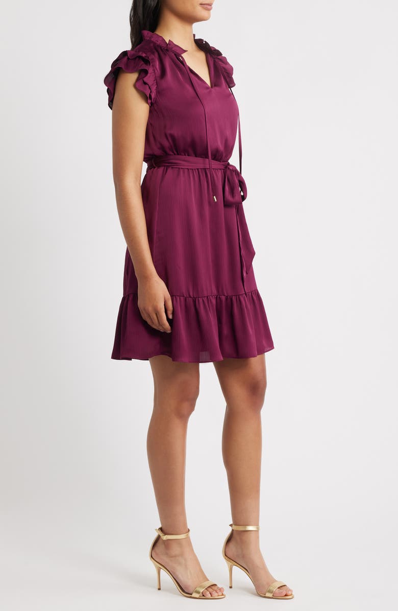 Anne Klein Flutter Sleeve Dress, Alternate, color, Chianti