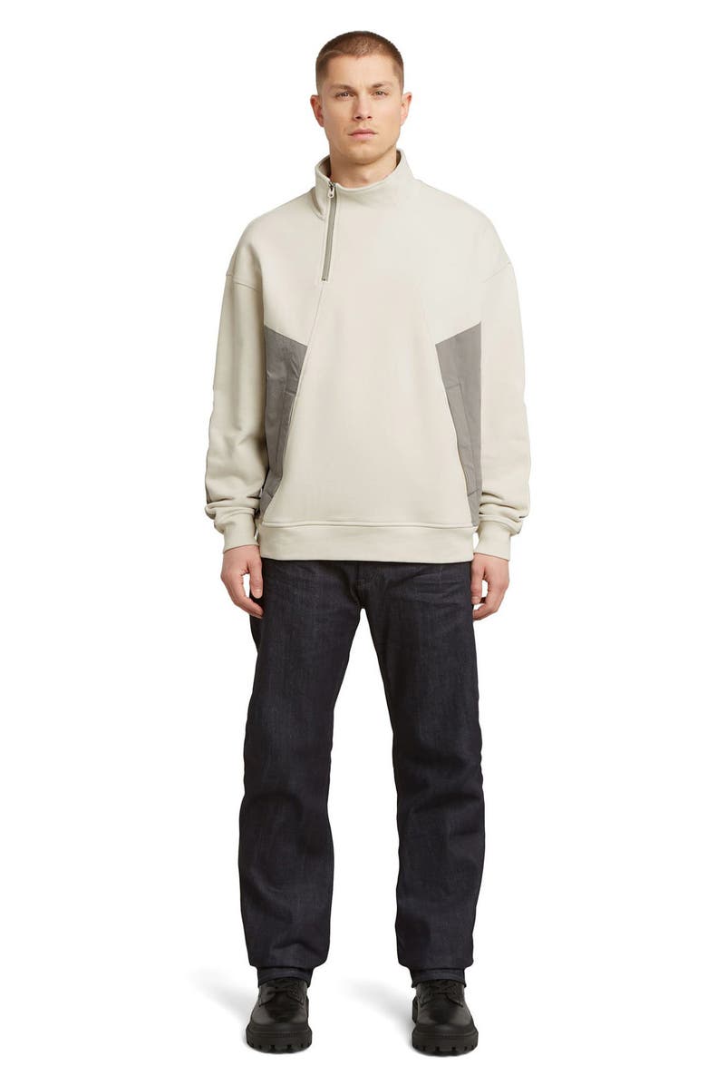 G-STAR Asymmetric Colorblock Organic Cotton Half-Zip Sweatshirt, Alternate, color, Whitebait