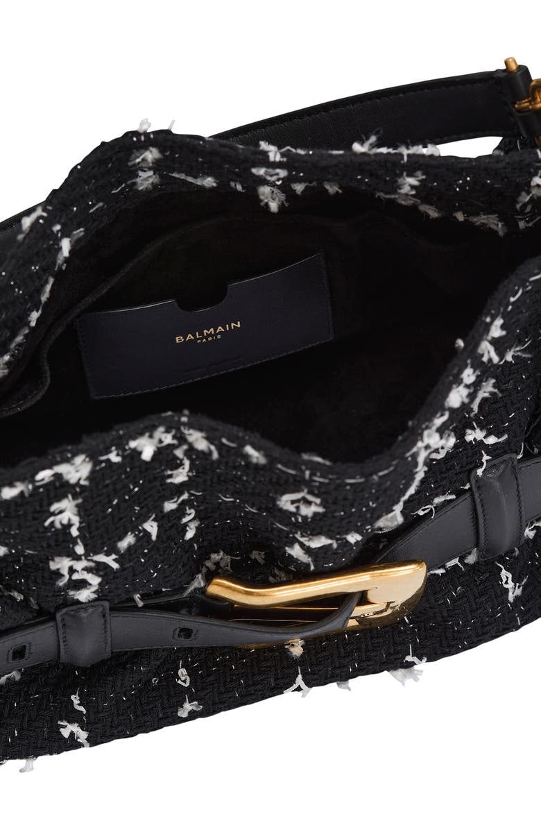 Balmain Medium Anthem bag in tweed, Alternate, color, Black