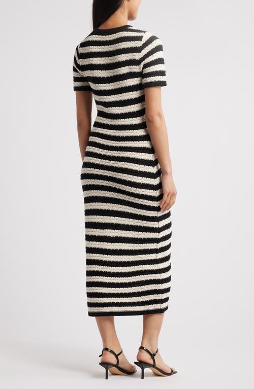 Zoe And Claire Stripe Midi Sweater Dress In Black
