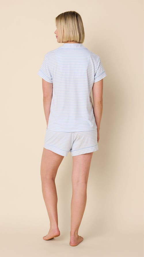 The Cat's Pajamas Pima Knit Short Set Stripes Dots In White