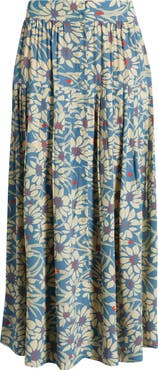 THE GREAT. The Highland Floral Button Front Skirt