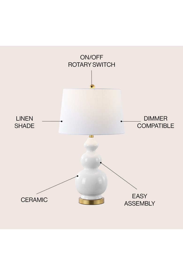 Bowen 27.5" Contemporary Transitional Ceramic Gourd LED Table Lamp, Alternate, color, White