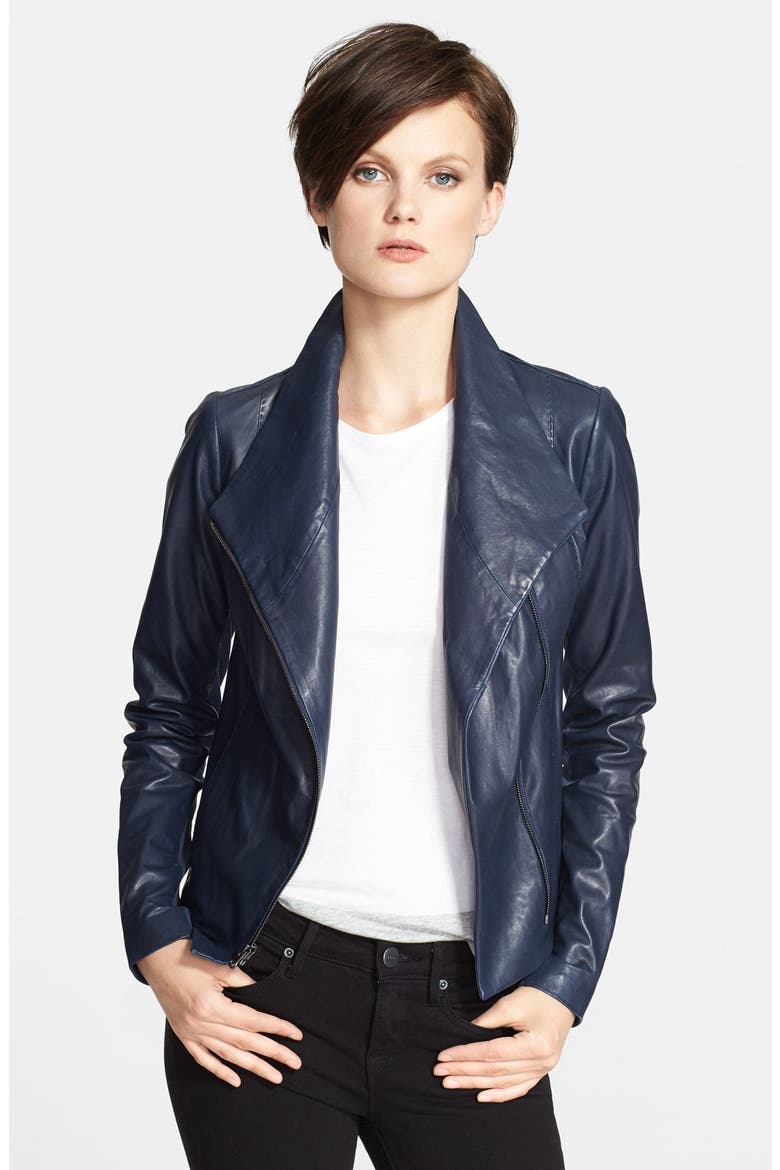 Lambskin Leather Scuba Jacket, Main, color, MALLARD