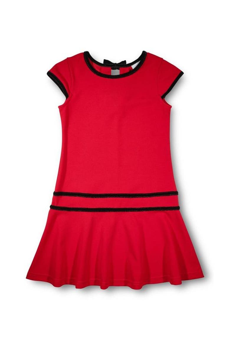 Crepe Knit Dress With Velvet Trim, Main, color, Red