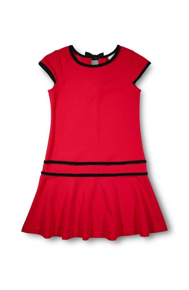 Florence Eiseman Crepe Knit Dress With Velvet Trim, Main, color, Red