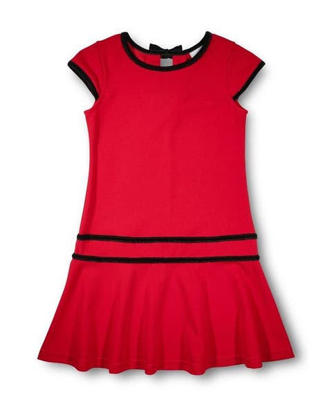 Crepe Knit Dress With Velvet Trim