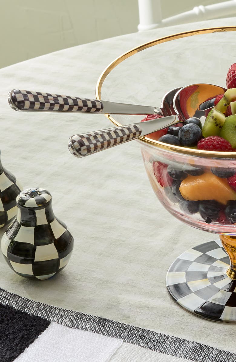 MACKENZIE CHILDS Courtly Check Bistro Salad Serving Set, Alternate, color, Black