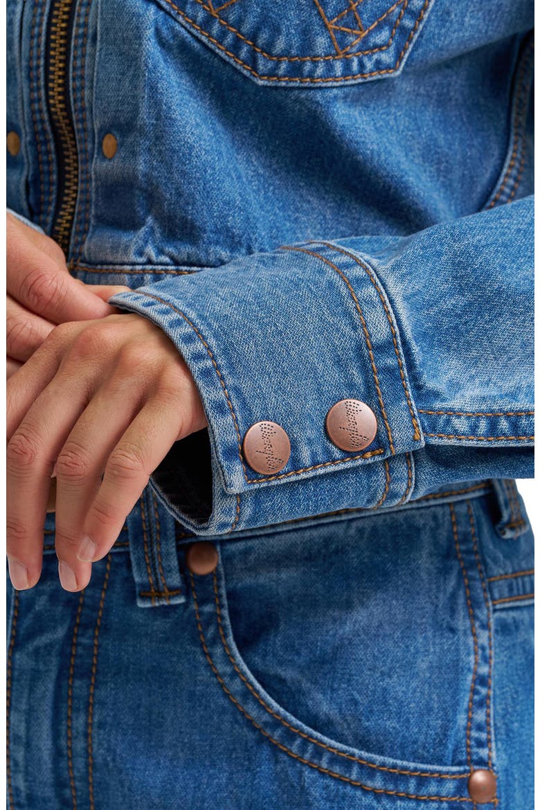 Super Cropped Denim Jacket, Alternate, color, COWBOY FADE