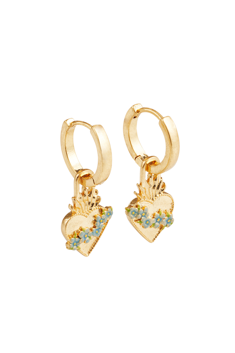 Sacred Heart Huggie Earrings, Alternate, color, Gold