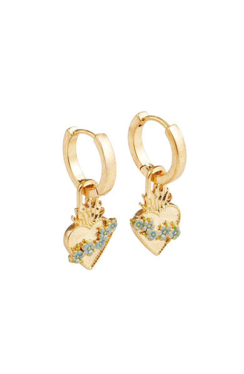 Fable England Sacred Heart Huggie Earrings, Alternate, color, Gold