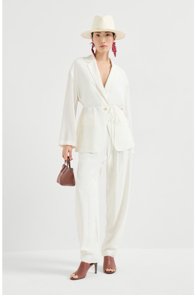 Sablé crêpe blazer, Alternate, color, White