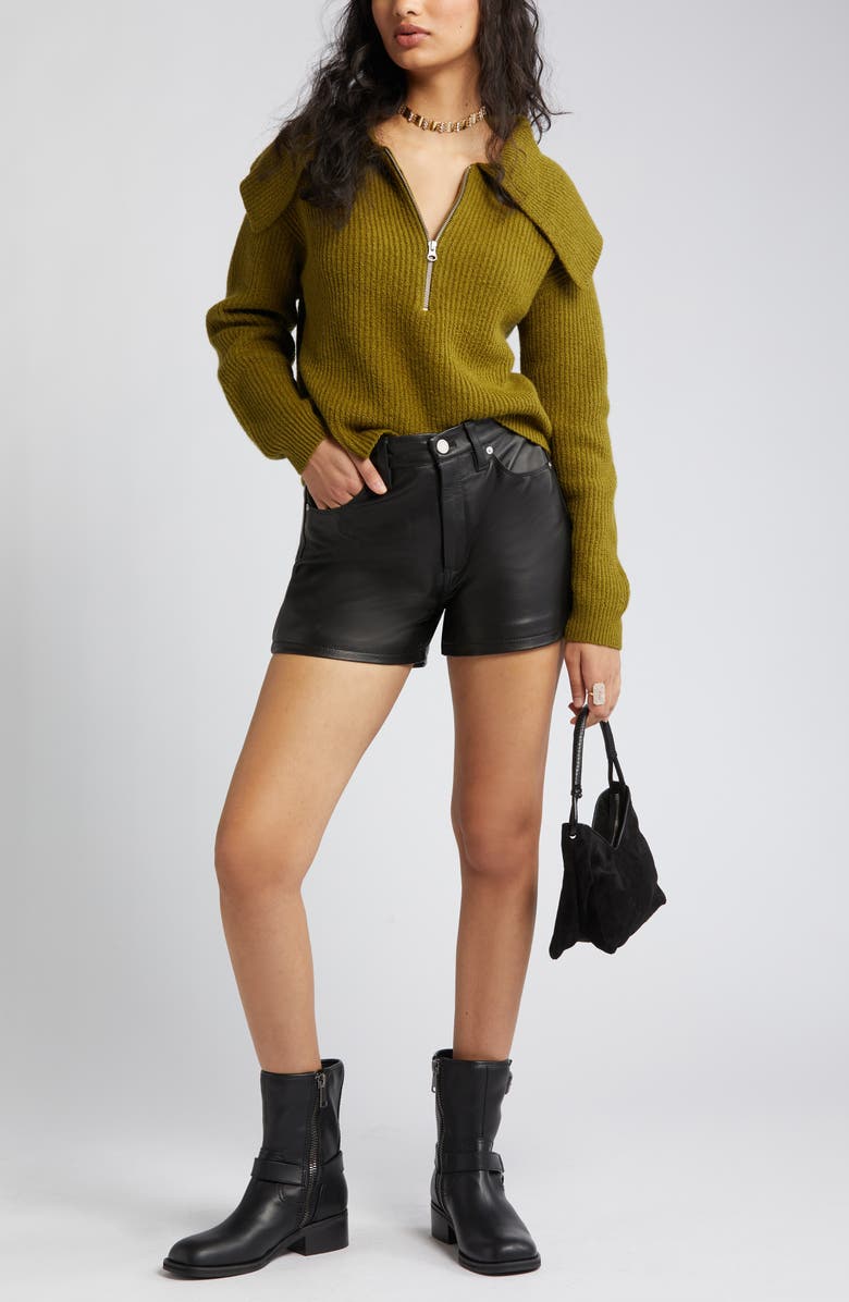 Open Edit Rib Half Zip Sweater, Alternate, color, Olive Avocado
