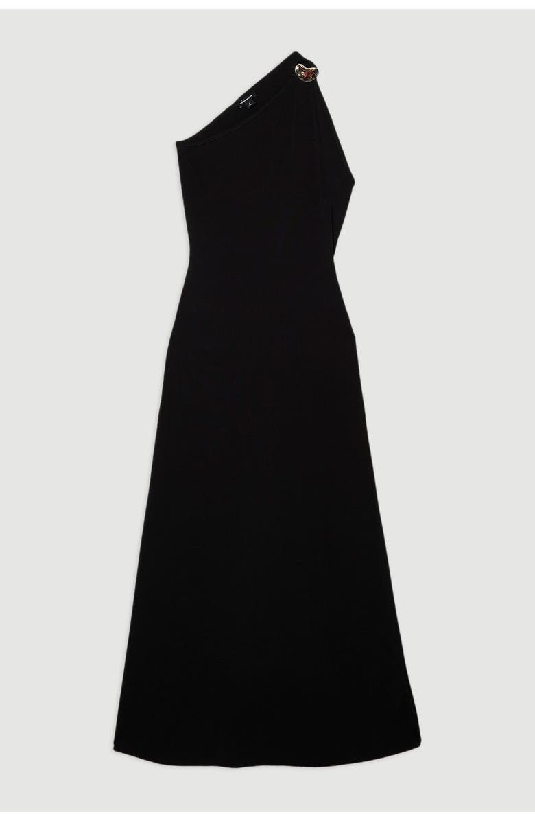 Karen Millen Backless Knit Dress With Hardware, Alternate, color, Black
