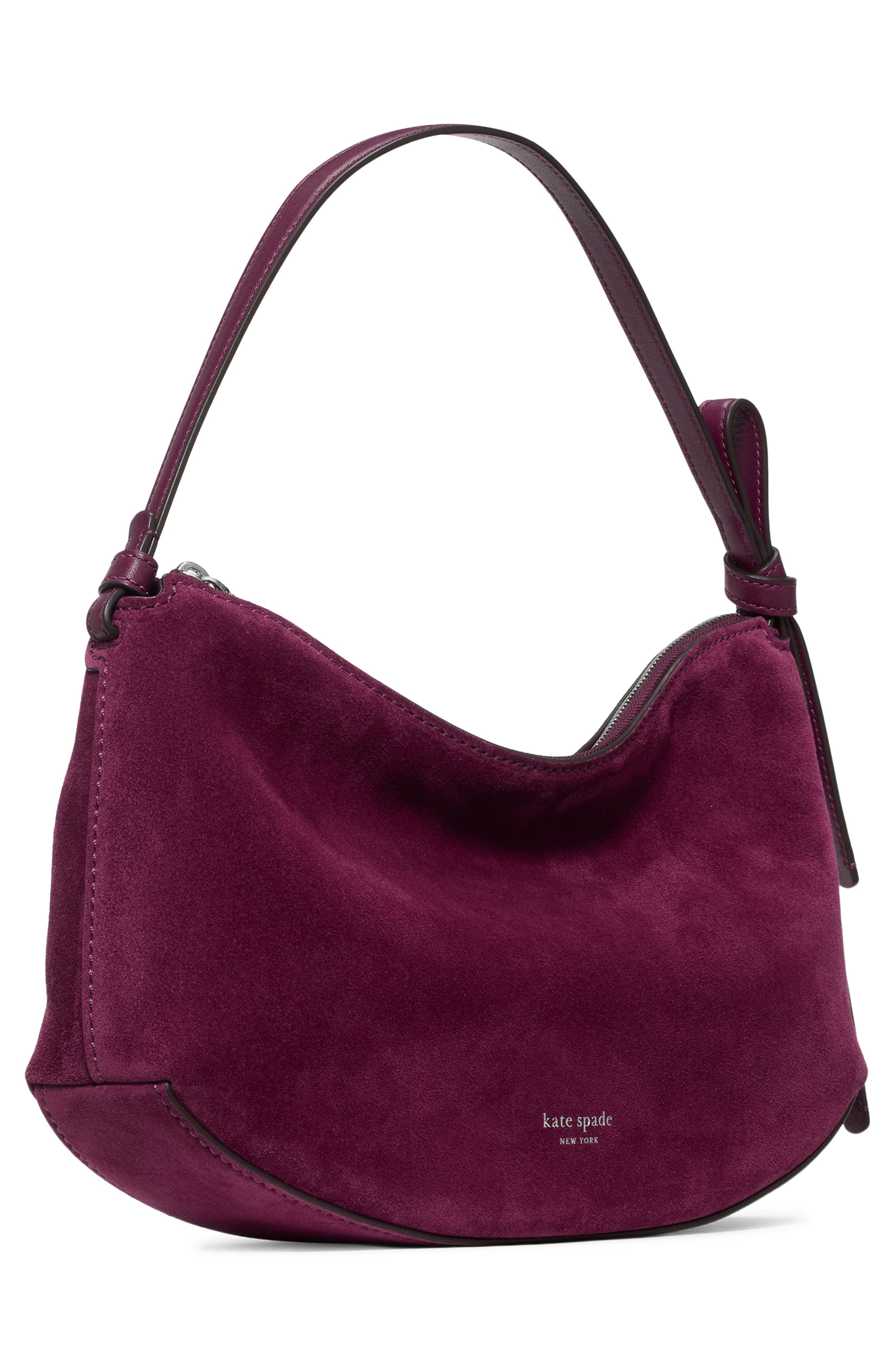 loop suede shoulder bag, Alternate, color, PURPLE AGATE