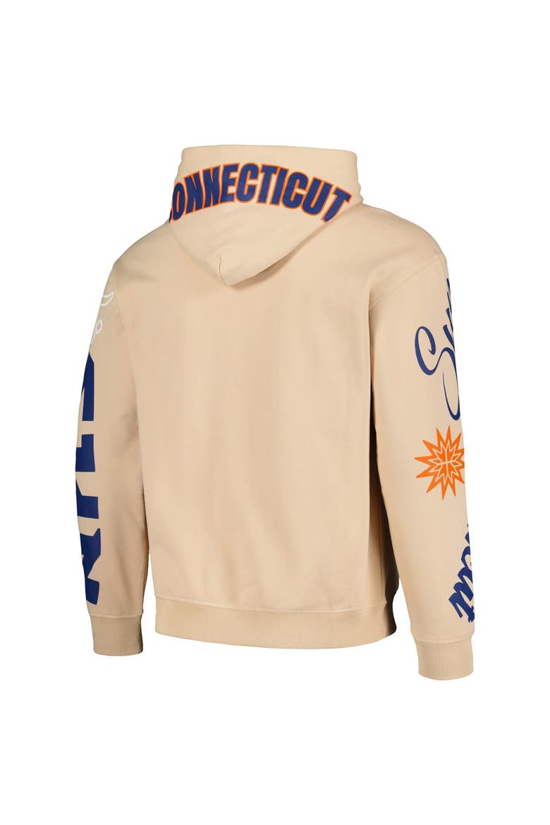 Unisex The Wild Collective Cream Connecticut Sun Graffiti Acid Wash Pullover Hoodie, Alternate, color, Cream