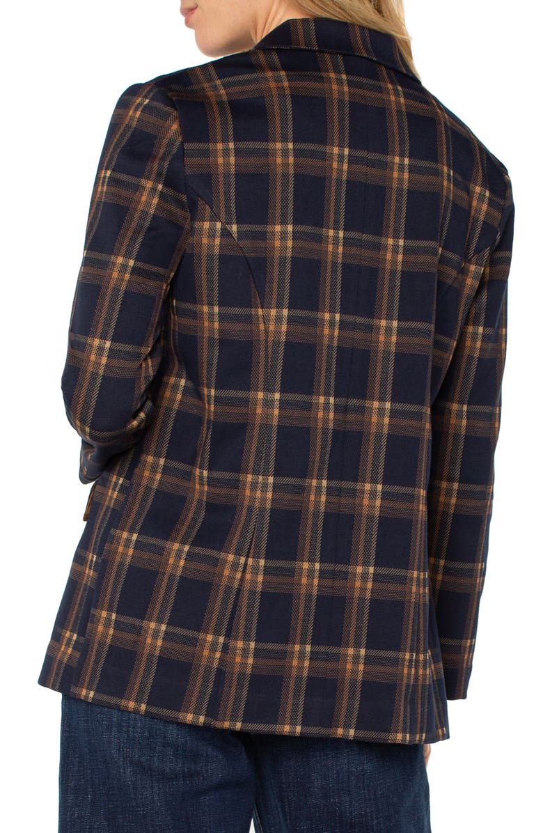 Liverpool Los Angeles Plaid Notched Lapel Blazer, Alternate, color, Navy/ Toffee Oversized Plaid