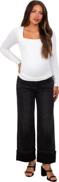 PinkBlush Cuffed Relaxed Wide Leg Maternity Jeans