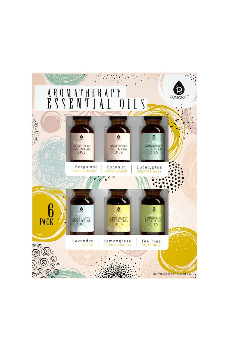 PURSONIC 6 Pack of Aromatherapy Essential Oils, Alternate, color, Multicolor