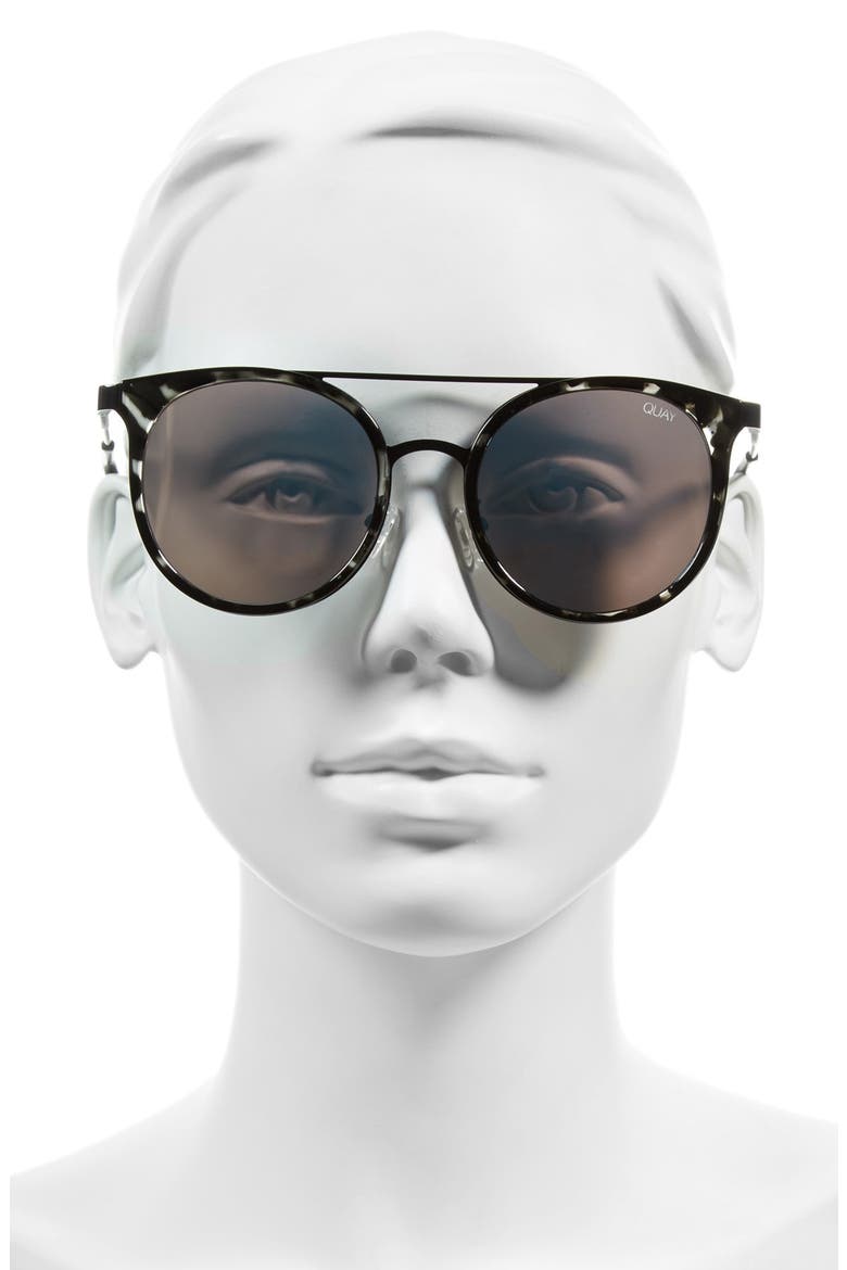 Australia Kandy Gram 51mm Round Sunglasses, Alternate, color, BLACK TORT/ BLUE
