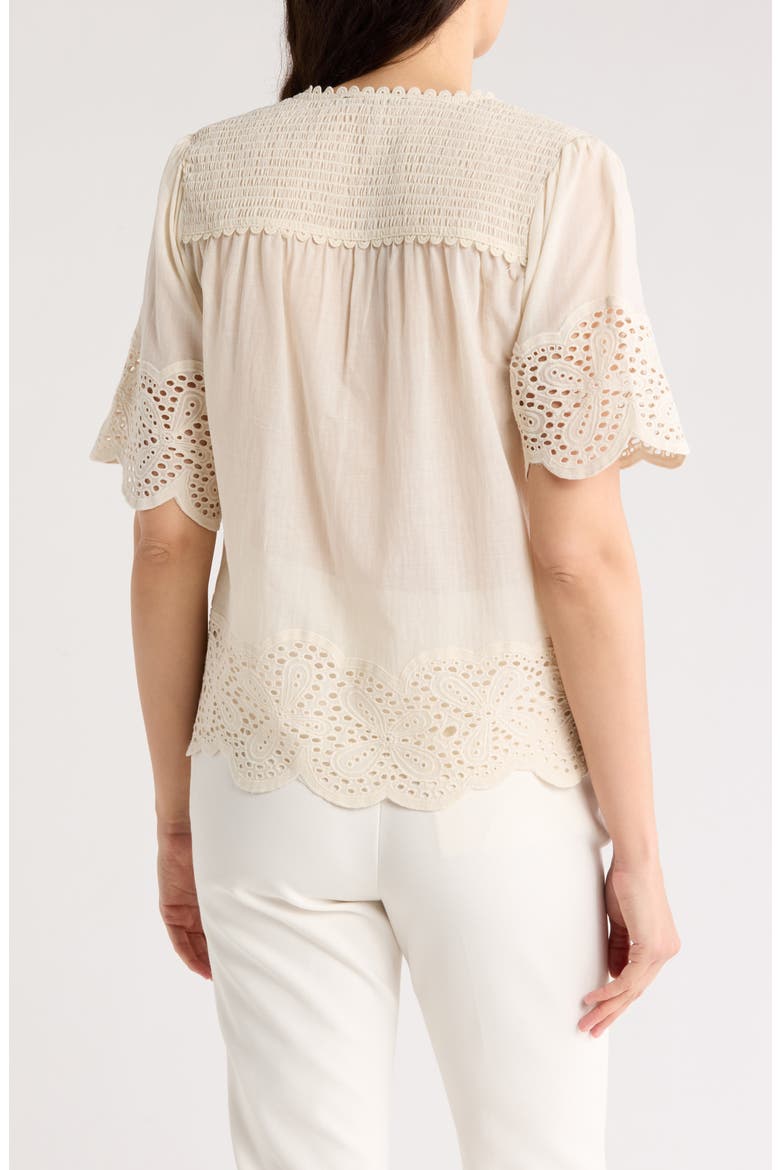 Embroidered Cotton Top, Alternate, color, CLOUD