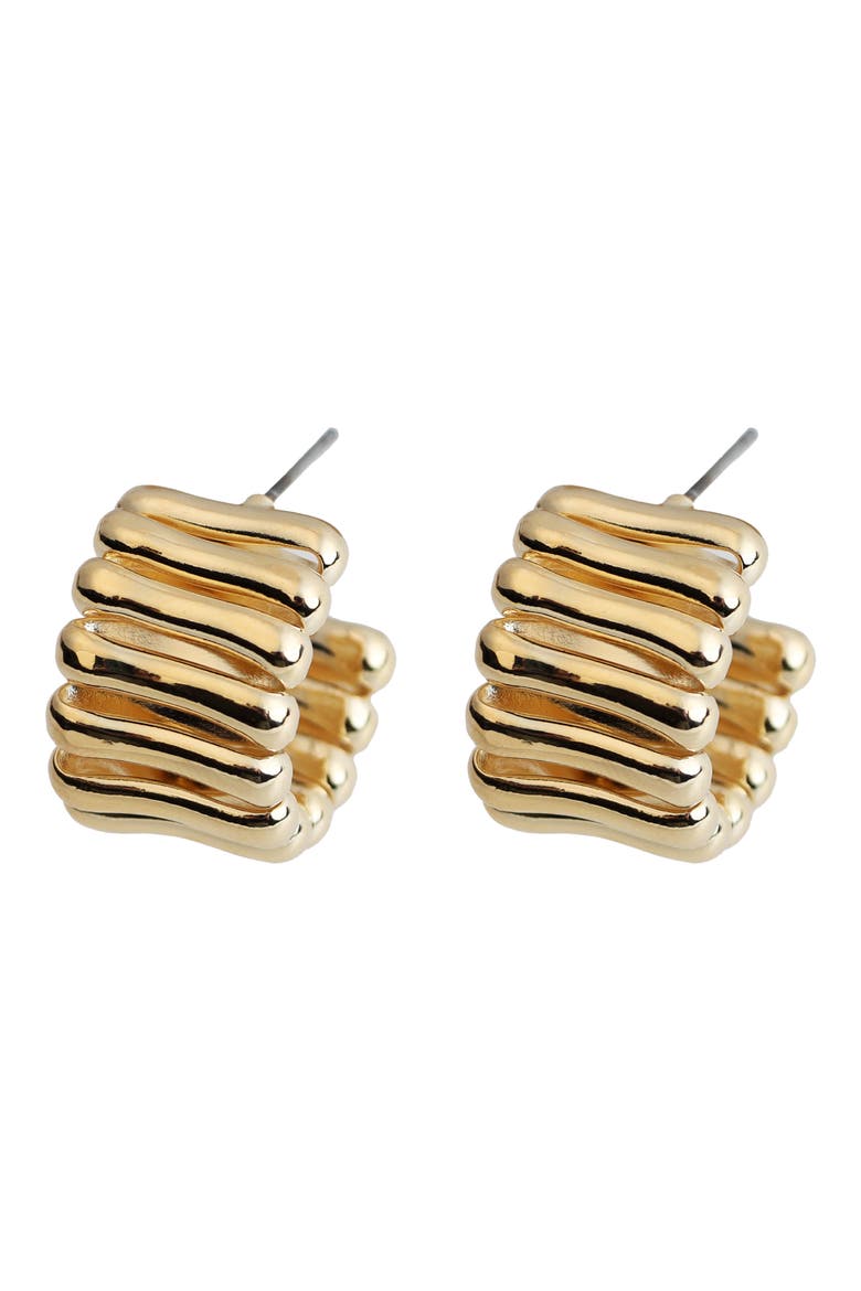 Crinkle Hoop Earrings, Main, color, GOLD