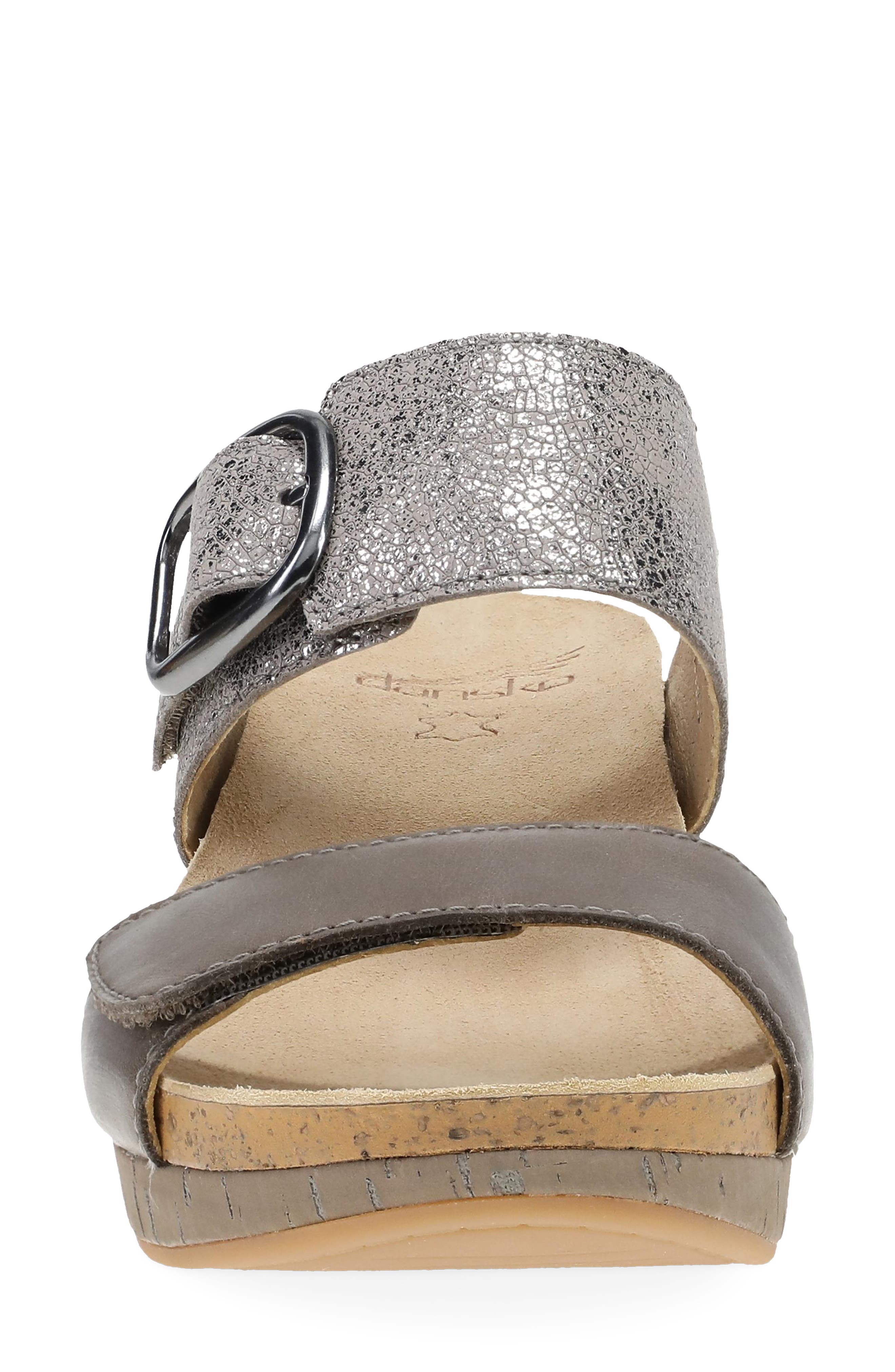 Shannon Platform Wedge Slide Sandal, Alternate, color, PEWTER/ TAUPE