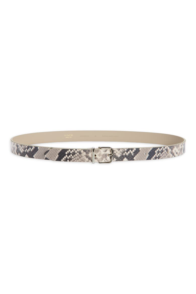 Snake Embossed Leather Belt, Main, color, NATURAL GREY