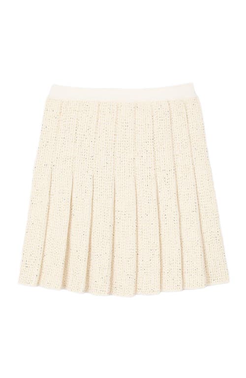 Sandro Short Tweed Pleated Skirt In Ecru