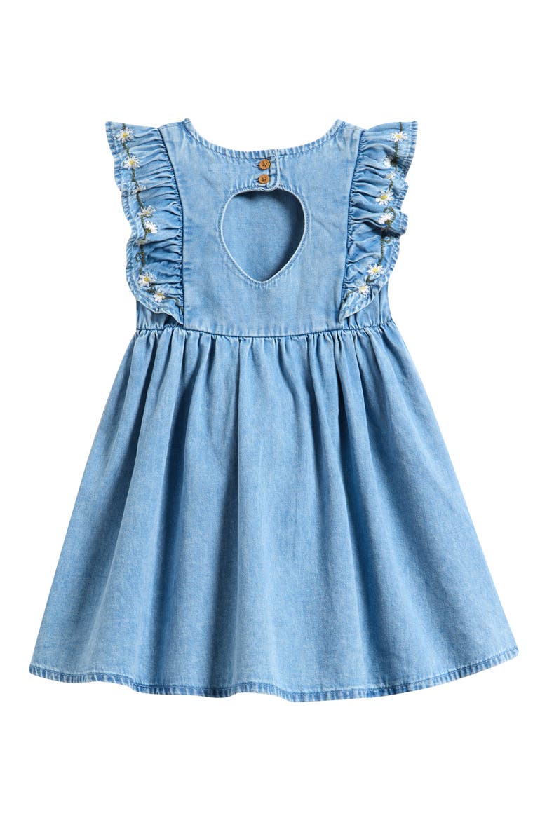 Kids' Daisy Embroidered Denim Dress, Alternate, color, BLUE