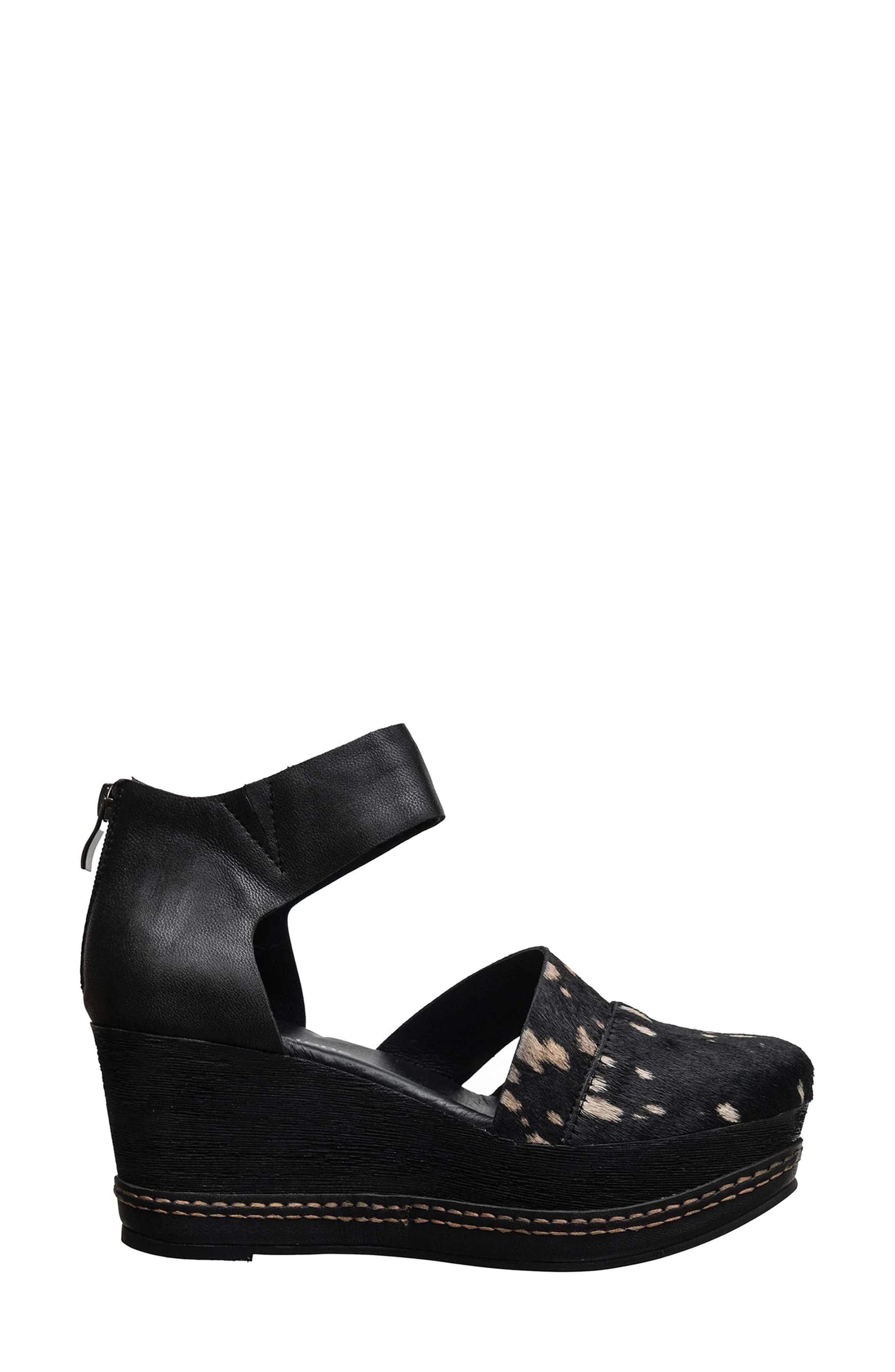 ANTELOPE Ramos Genuine Calf Hair Platform Wedge Sandal, Alternate, color, Black