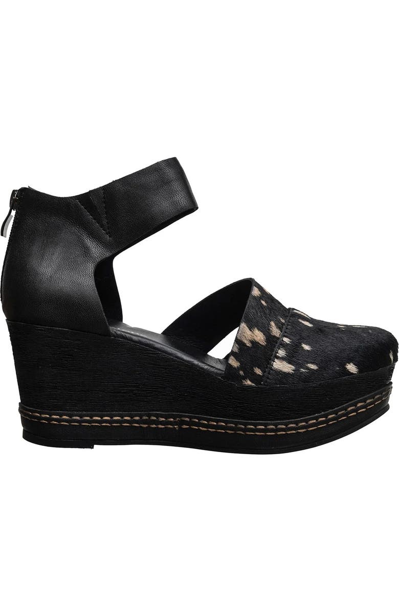 ANTELOPE Ramos Genuine Calf Hair Platform Wedge Sandal, Alternate, color, Black