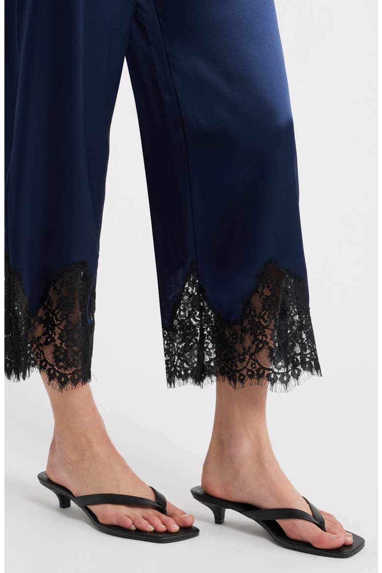 Carolina Silk Lace Hem Pant, Alternate, color, NAVY BLACK
