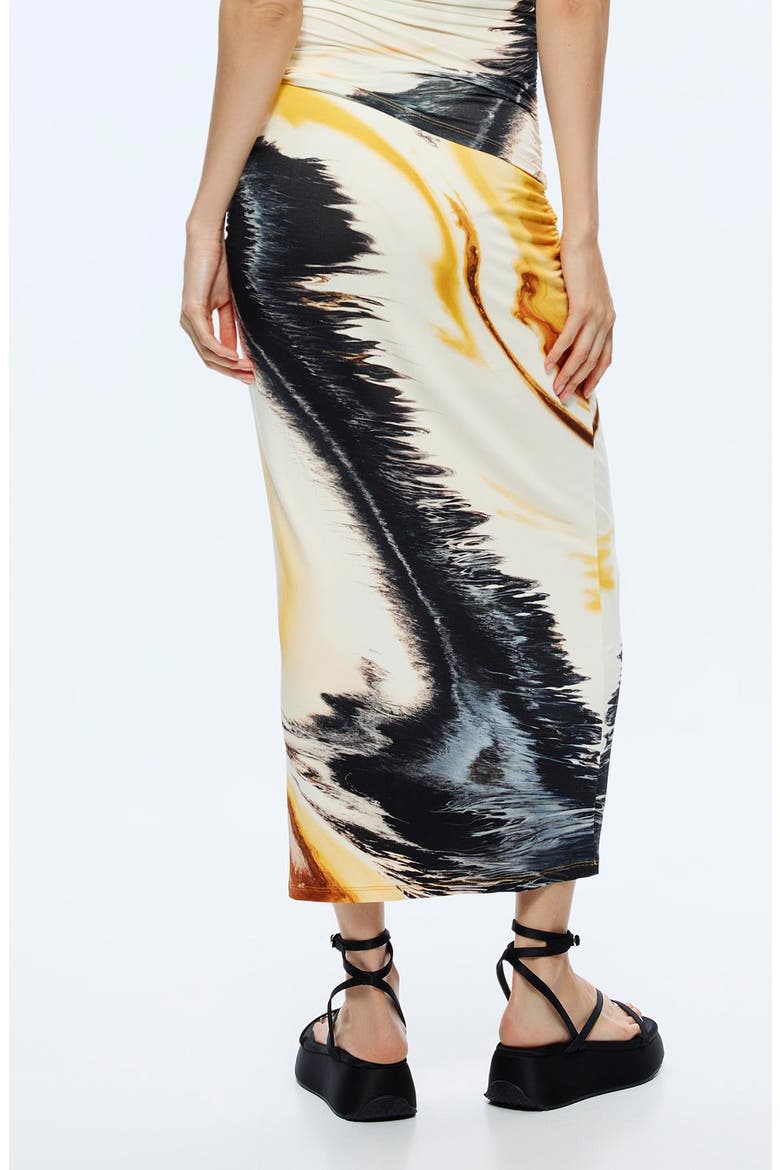 Abstract Print Midi Skirt, Alternate, color, YELLOW