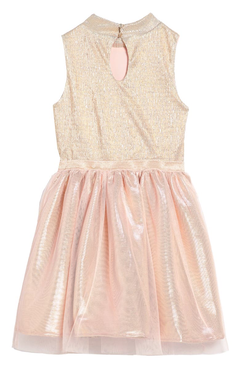 Zunie Metallic Shimmer Mock Neck Dress, Alternate, color, 