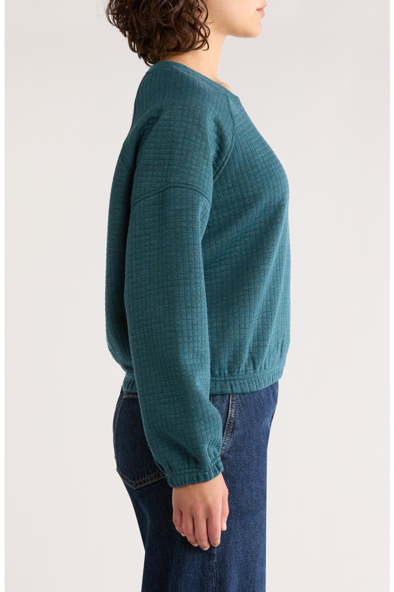 Corbet Quilted Crewneck Sweatshirt, Alternate, color, DARK TEAL HEATHER