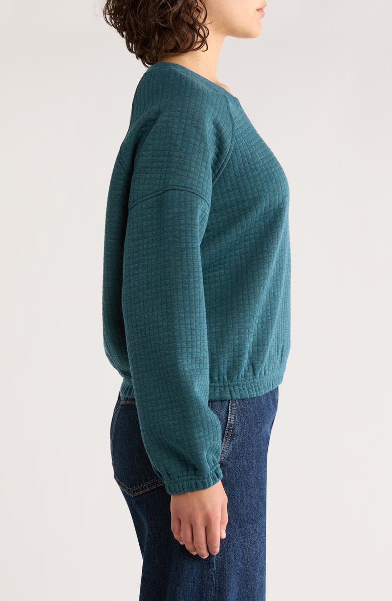 Marine Layer Corbet Quilted Crewneck Sweatshirt, Alternate, color, Dark Teal Heather