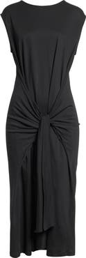 TOTEME Tie Waist Organic Cotton Jersey Midi Dress