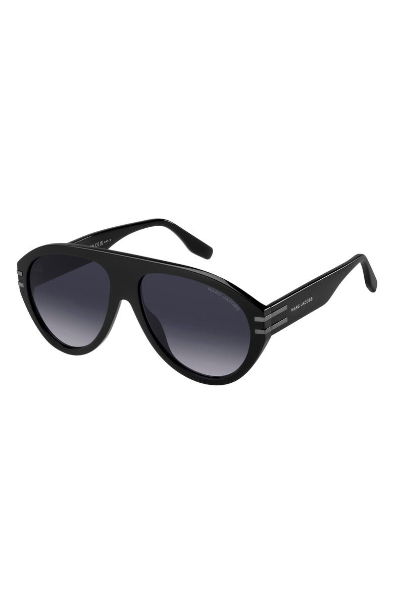 Marc Jacobs 58mm Pilot Sunglasses, Alternate, color, Black Dark Ruthenium