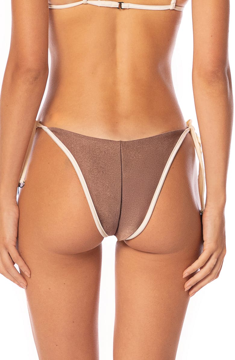 Maaji Mocha Pearl Dreamscape Reversible Side Tie Bikini Bottoms, Alternate, color, Light Pastel Brown