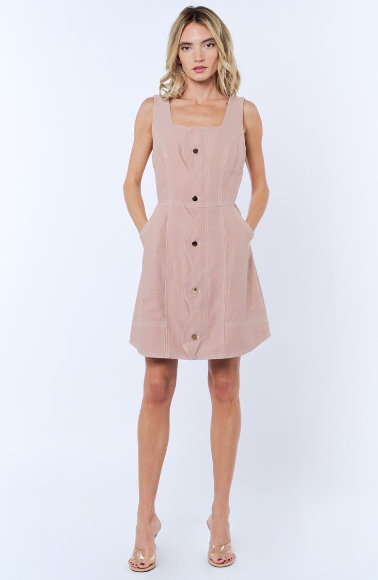 CIEBON Alanni Topstitch Detail Cotton Blend Dress, Alternate, color, Clay