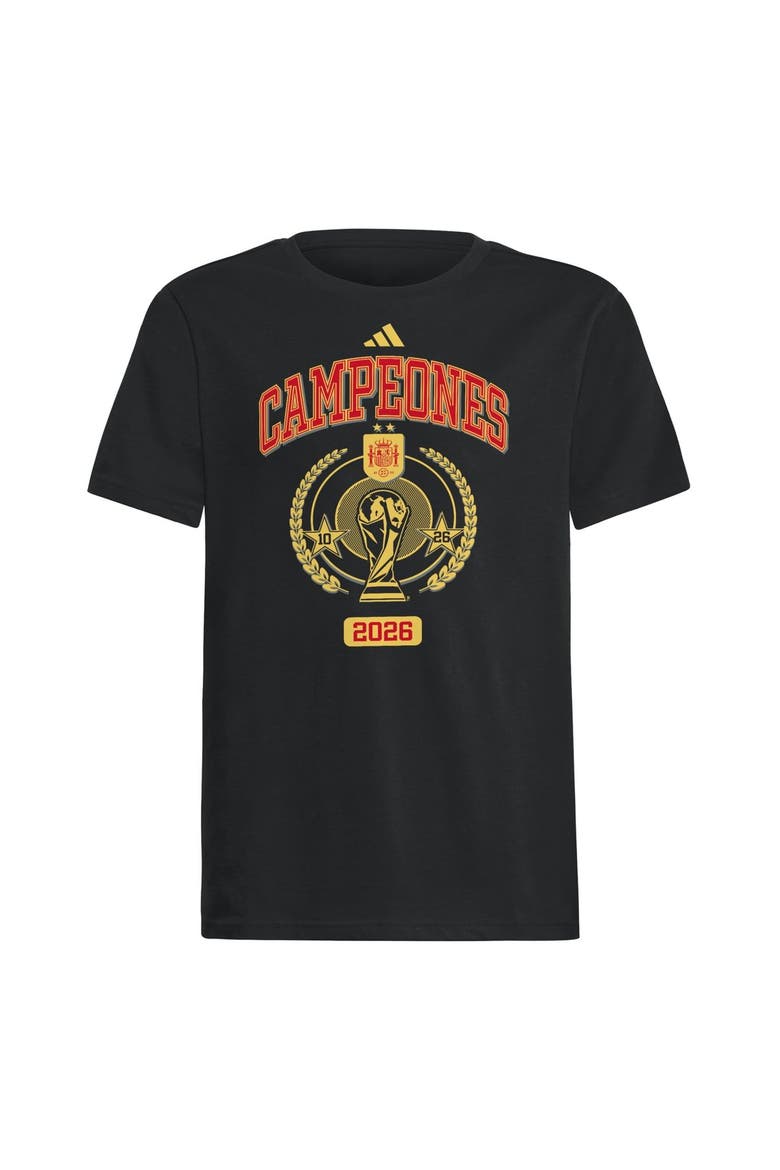 Youth adidas Black Spain National Team 2026 FIFA World Cup Champions Trophy T-Shirt, Alternate, color, Black