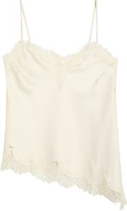 Open Edit Lace Trim Satin Camisole