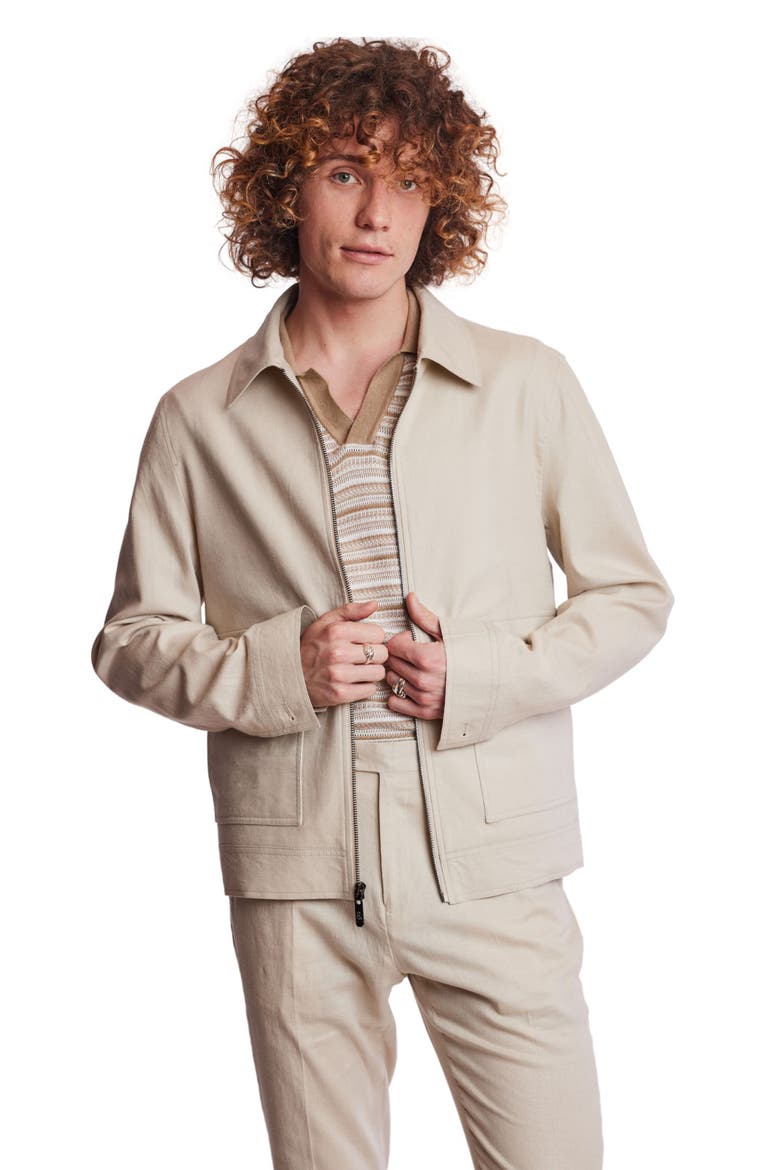 Milo Slim Fit Linen Blend Bomber Jacket, Alternate, color, TAN LINEN