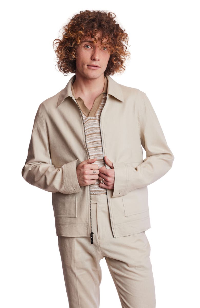 PAISLEY & GRAY Milo Slim Fit Linen Blend Bomber Jacket, Alternate, color, Tan Linen