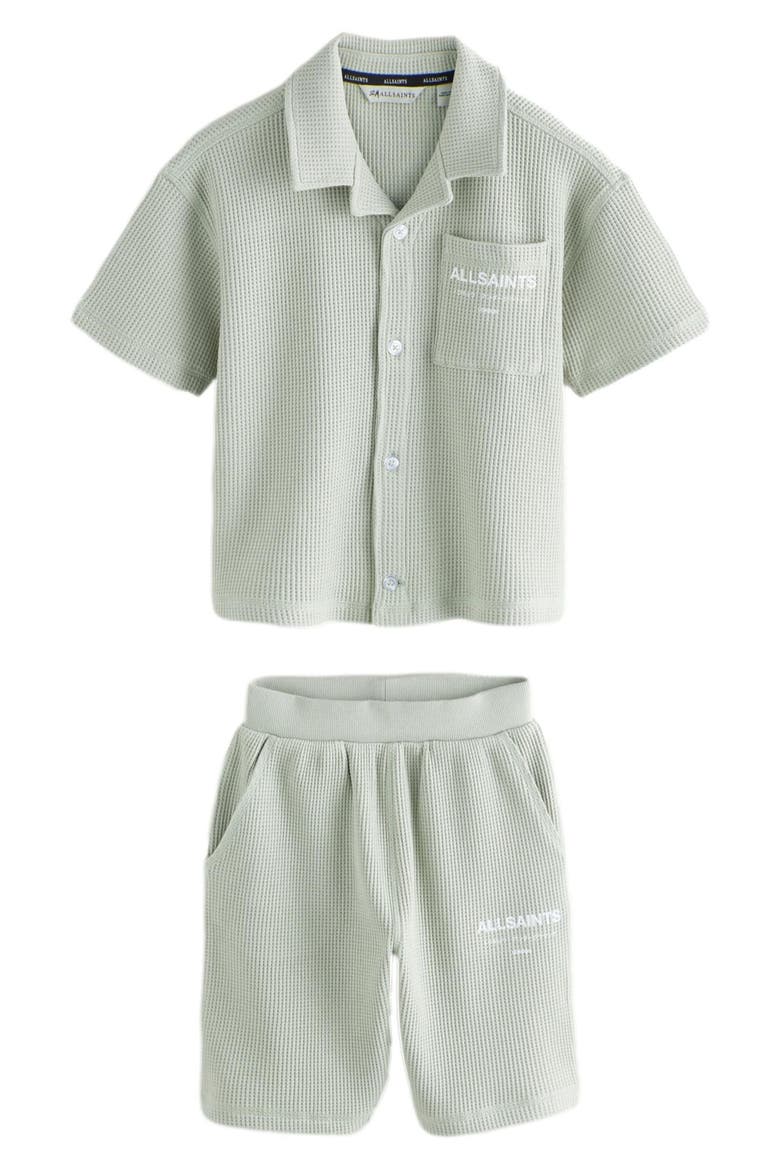 Kids' Underground Waffle Knit Shirt & Shorts Set, Main, color, GREEN