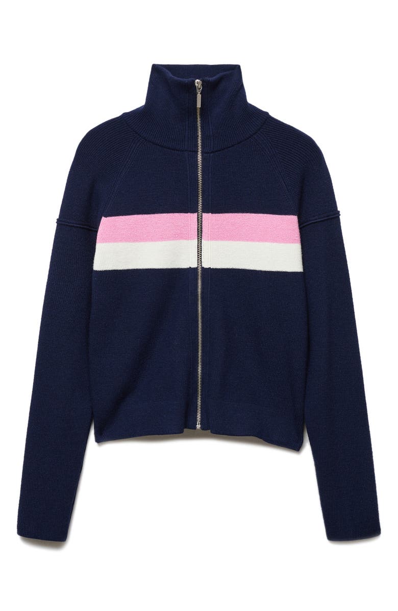 MANGO Stripe Front Zip Sweater, Alternate, color, 