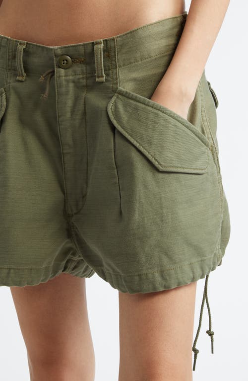 R13 Marianne Cargo Short In Olive Sateen