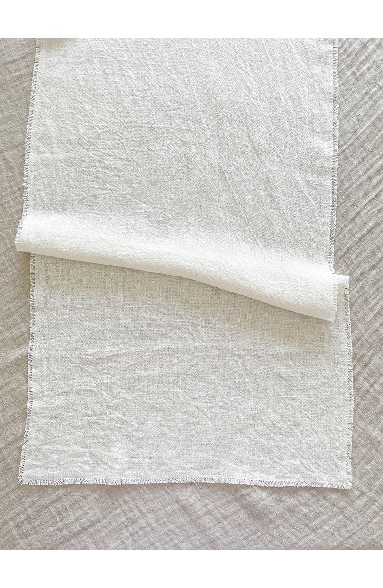 Anaya So Soft Linen Table Runner, Alternate, color, White
