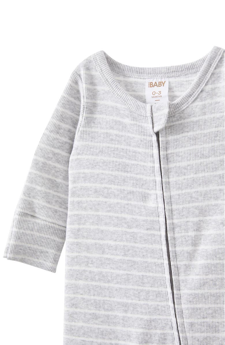 Cotton On Kids The Billie Long Sleeve Rib Romper, Alternate, color, Cloud Marle Vanilla Riley